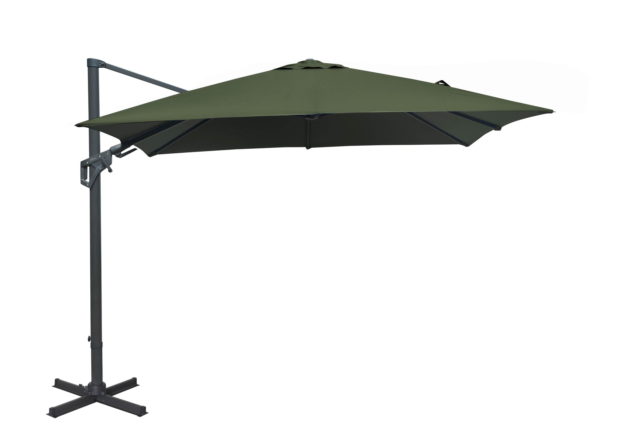 Parasol déporté 3 x 3 m, inclinable et orientable